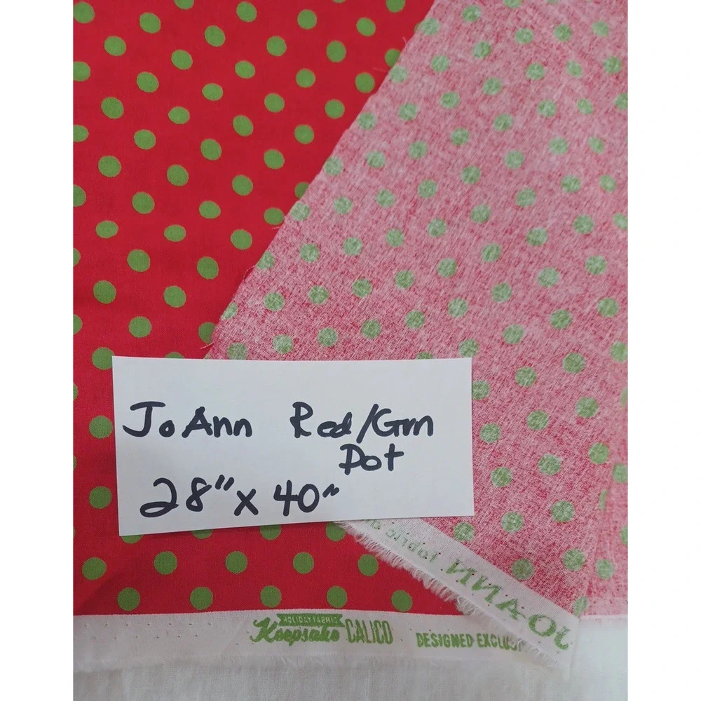 Jo-Ann Red Green Dot Cotton Sewing Craft Fabric 1 Pc 28